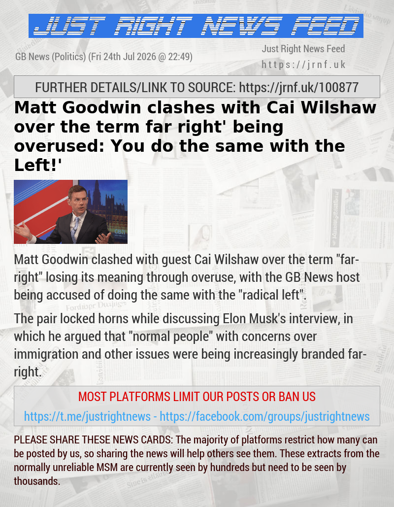 Matt Goodwin clashes with Cai Wilshaw over the term ‘far—right’ being overused: ‘You do the same with the Left!’