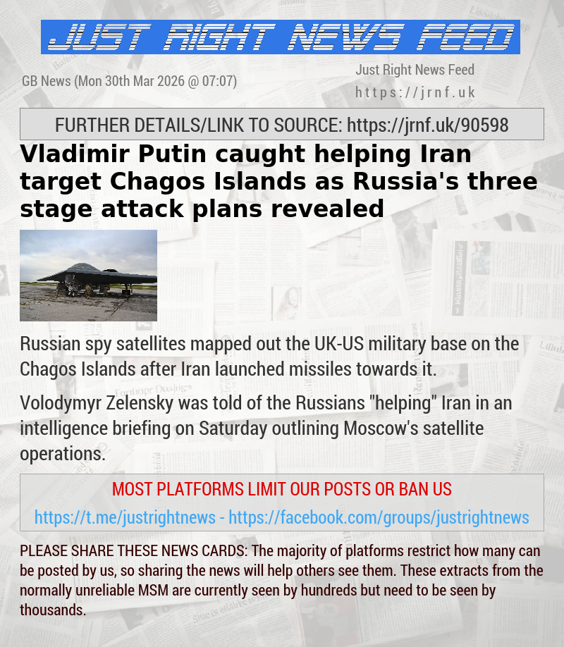 Vladimir Putin caught helping Iran target Chagos Islands as Russia’s three—stage attack plans revealed