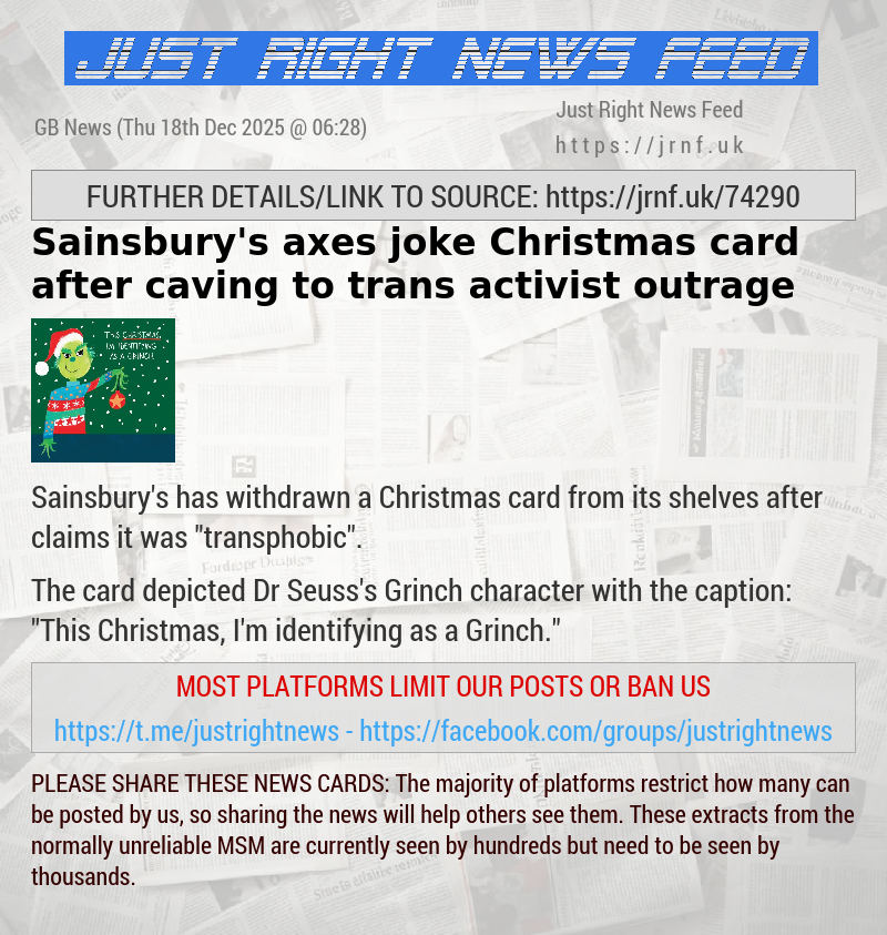 Sainsbury’s axes joke Christmas card after caving to trans activist outrage