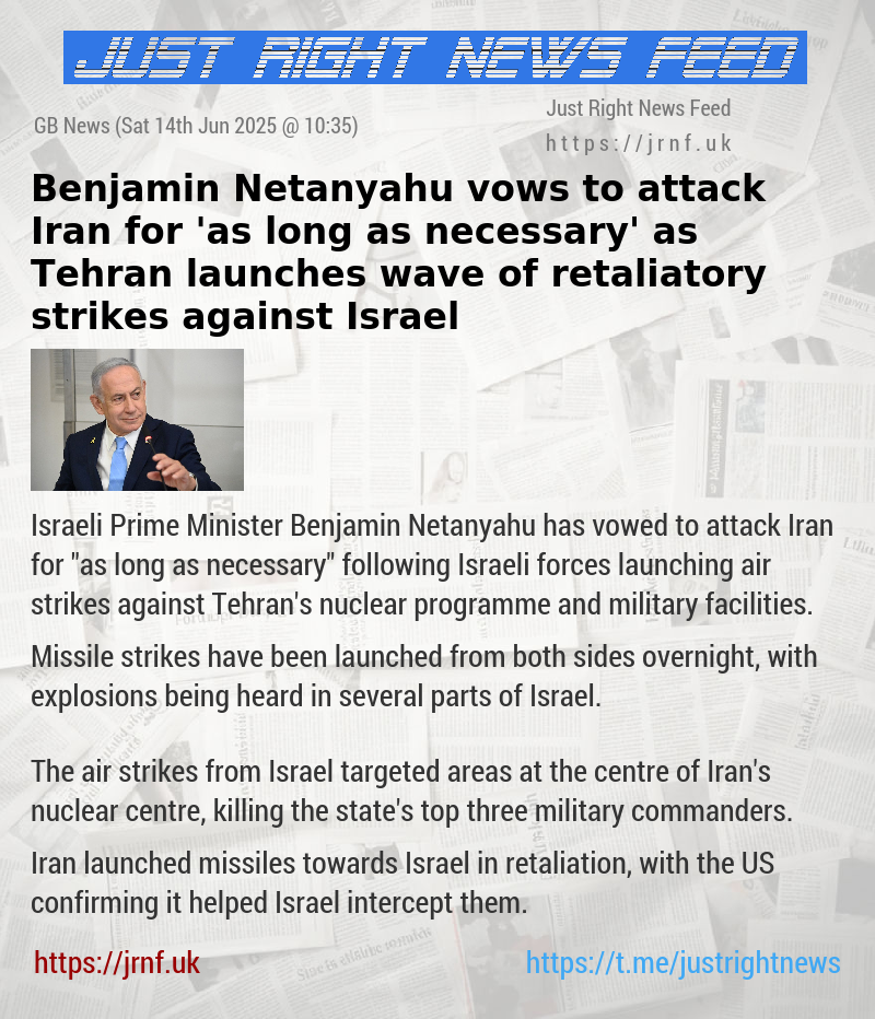 Benjamin Netanyahu vows to attack Iran for ’as long as necessary’ as Tehran launches wave of retaliatory strikes against Israel