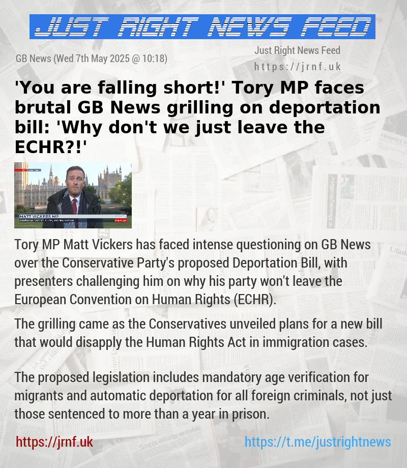 ’You are falling short!’ Tory MP faces brutal GB News grilling on deportation bill: ’Why don’t we just leave the ECHR?!’