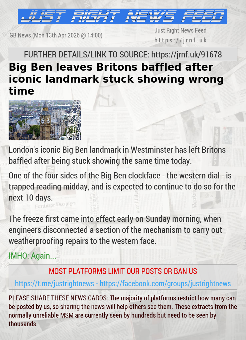Big Ben leaves Britons baffled after iconic landmark stuck showing wrong time