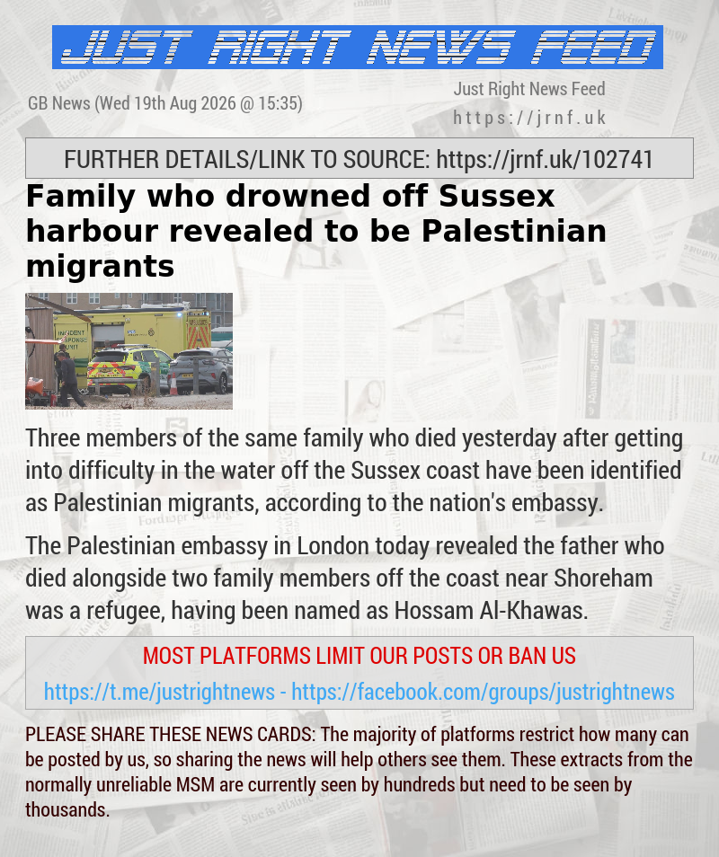 Family who drowned off Sussex harbour revealed to be Palestinian migrants