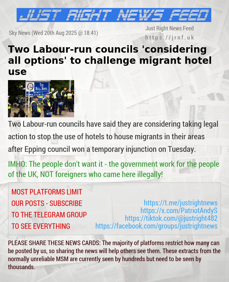 Two Labour—run councils ’considering all options’ to challenge migrant hotel use