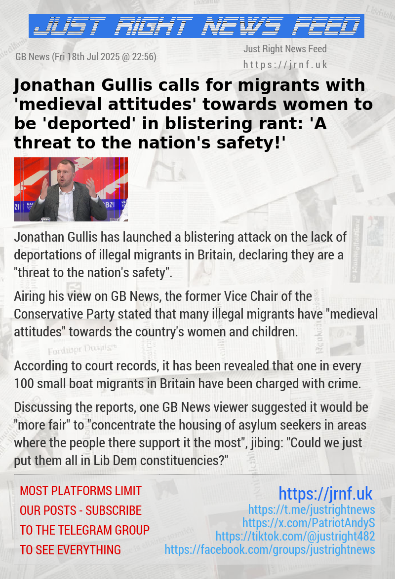 Jonathan Gullis calls for migrants with ’medieval attitudes’ towards women to be ’deported’ in blistering rant: ’A threat to the nation’s safety!’