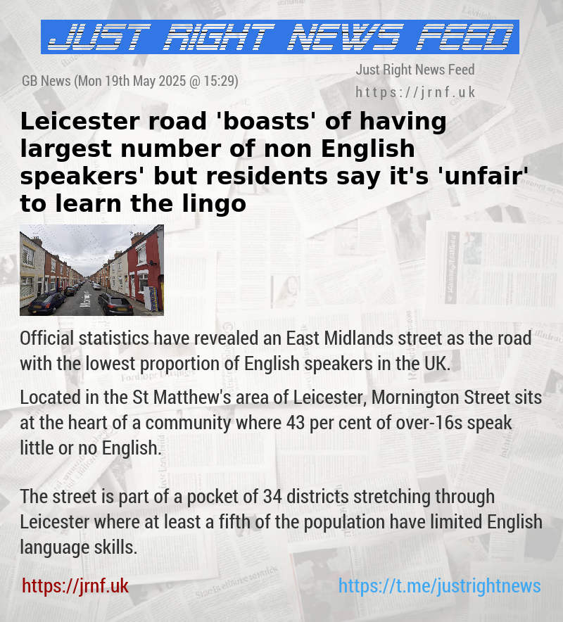 Leicester road ’boasts’ of having largest number of non—English speakers’ but residents say it’s ’unfair’ to learn the lingo