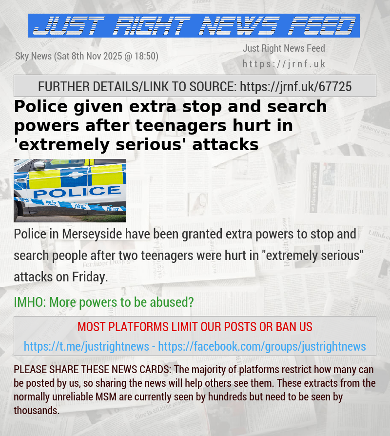 Police given extra stop and search powers after teenagers hurt in ’extremely serious’ attacks