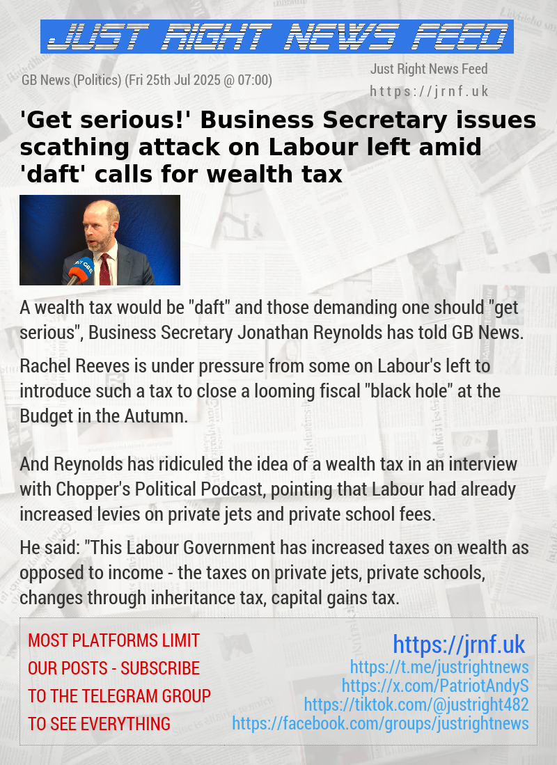 ’Get serious!’ Business Secretary issues scathing attack on Labour left amid ’daft’ calls for wealth tax