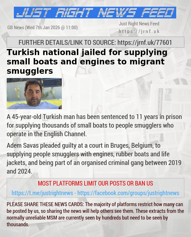 Turkish national jailed for supplying small boats and engines to migrant smugglers