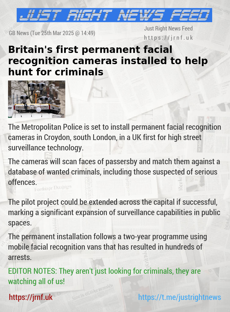 Britain’s first permanent facial recognition cameras installed to help hunt for criminals