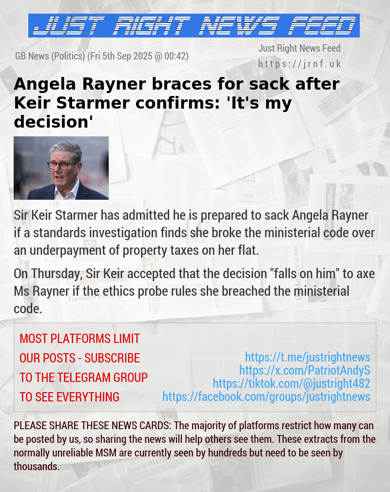 Angela Rayner braces for sack after Keir Starmer confirms: ’It’s my decision’