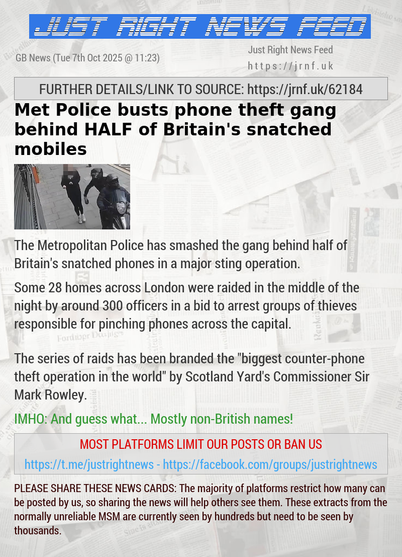 Met Police busts phone theft gang behind HALF of Britain’s snatched mobiles