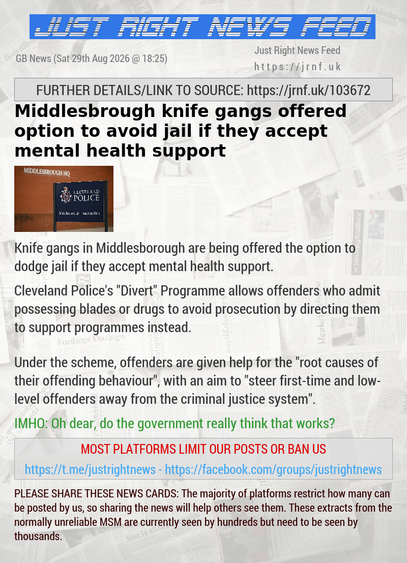 Middlesbrough knife gangs offered option to avoid jail if they accept mental health support