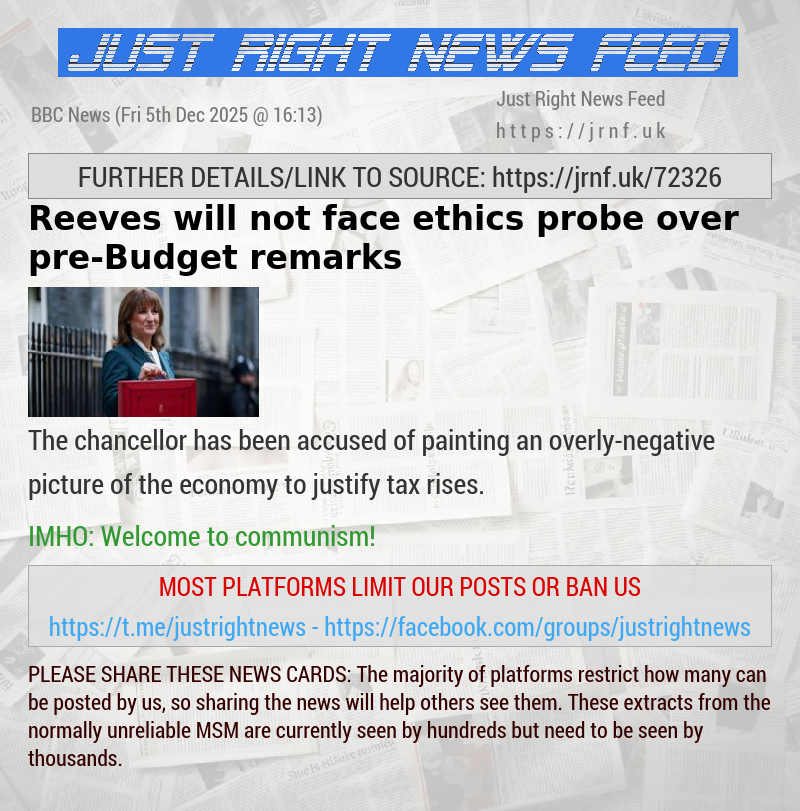 Reeves will not face ethics probe over pre—Budget remarks