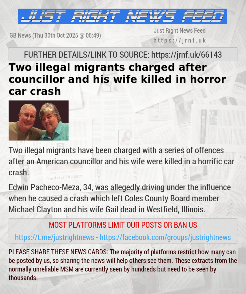 Two illegal migrants charged after councillor and his wife killed in horror car crash