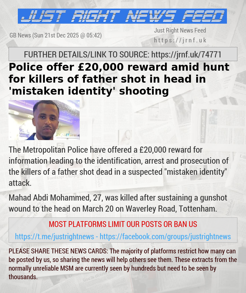Police offer &pound;20,000 reward amid hunt for killers of father shot in head in ’mistaken identity’ shooting