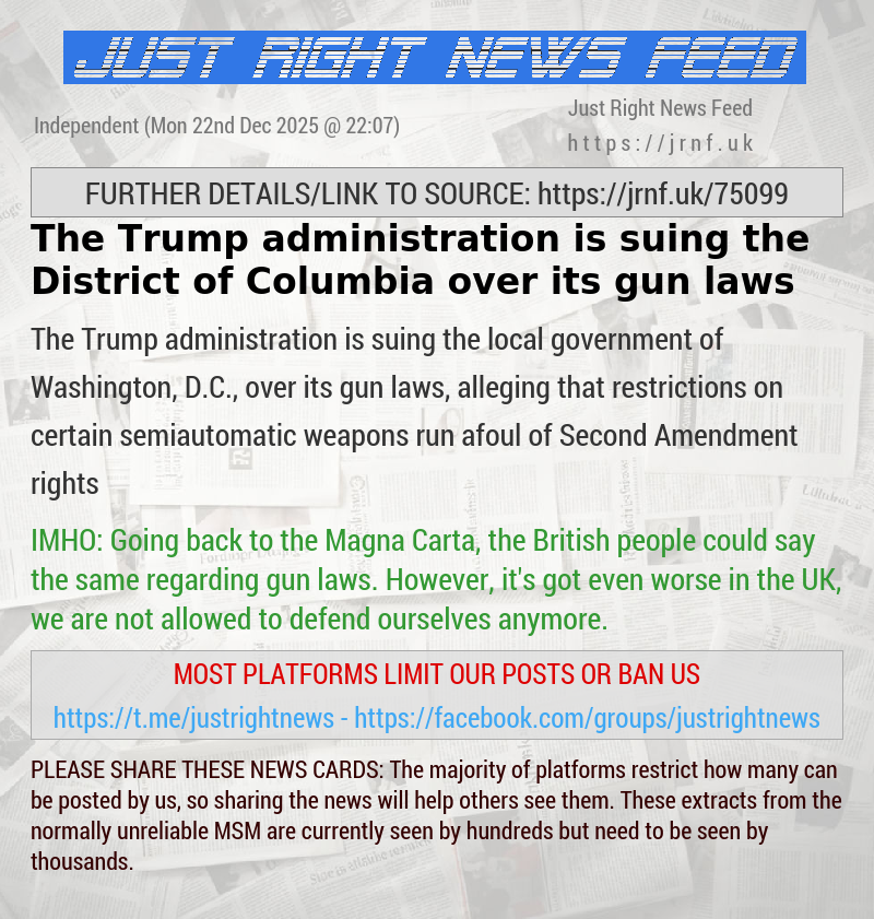 The Trump administration is suing the District of Columbia over its gun laws