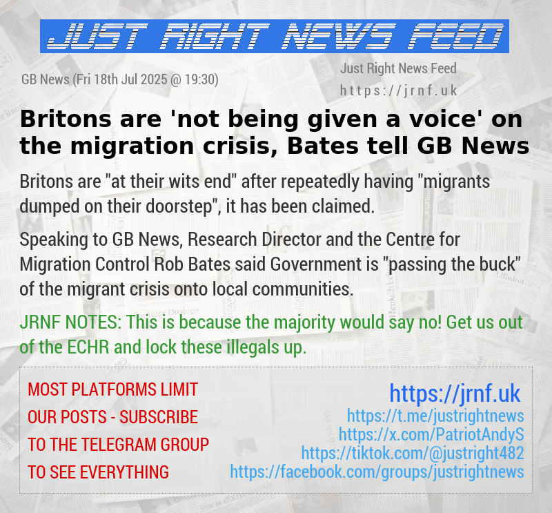 Britons are ’not being given a voice’ on the migration crisis, Bates tell GB News