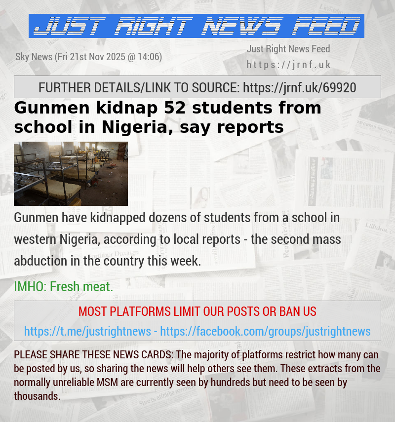 Gunmen kidnap 52 students from school in Nigeria, say reports