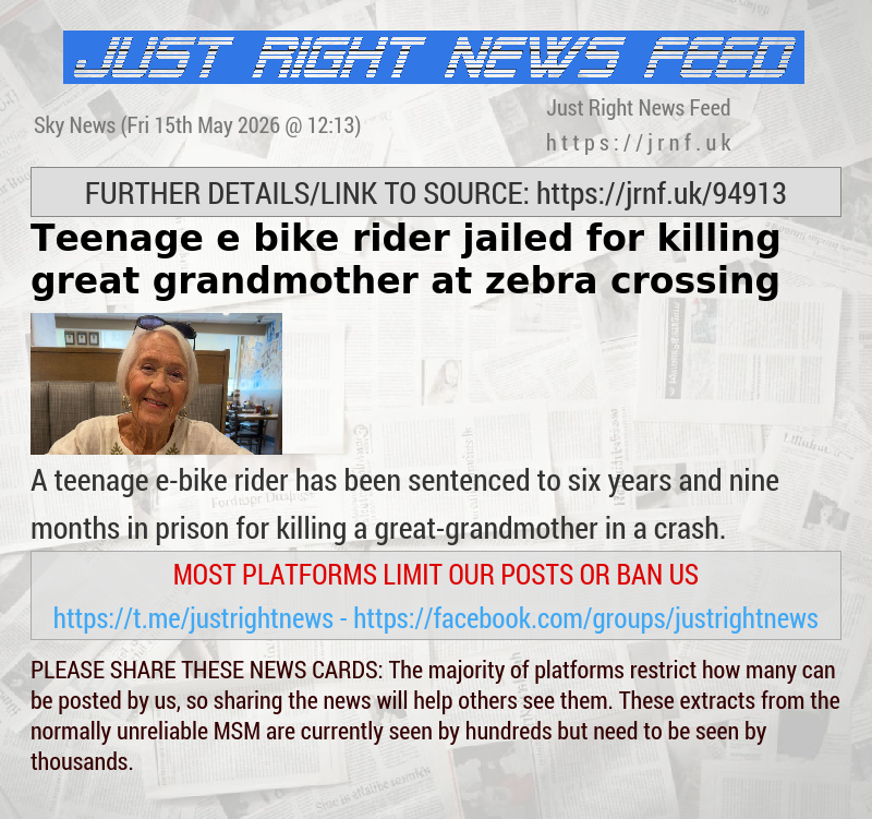 Teenage e—bike rider jailed for killing great—grandmother at zebra crossing