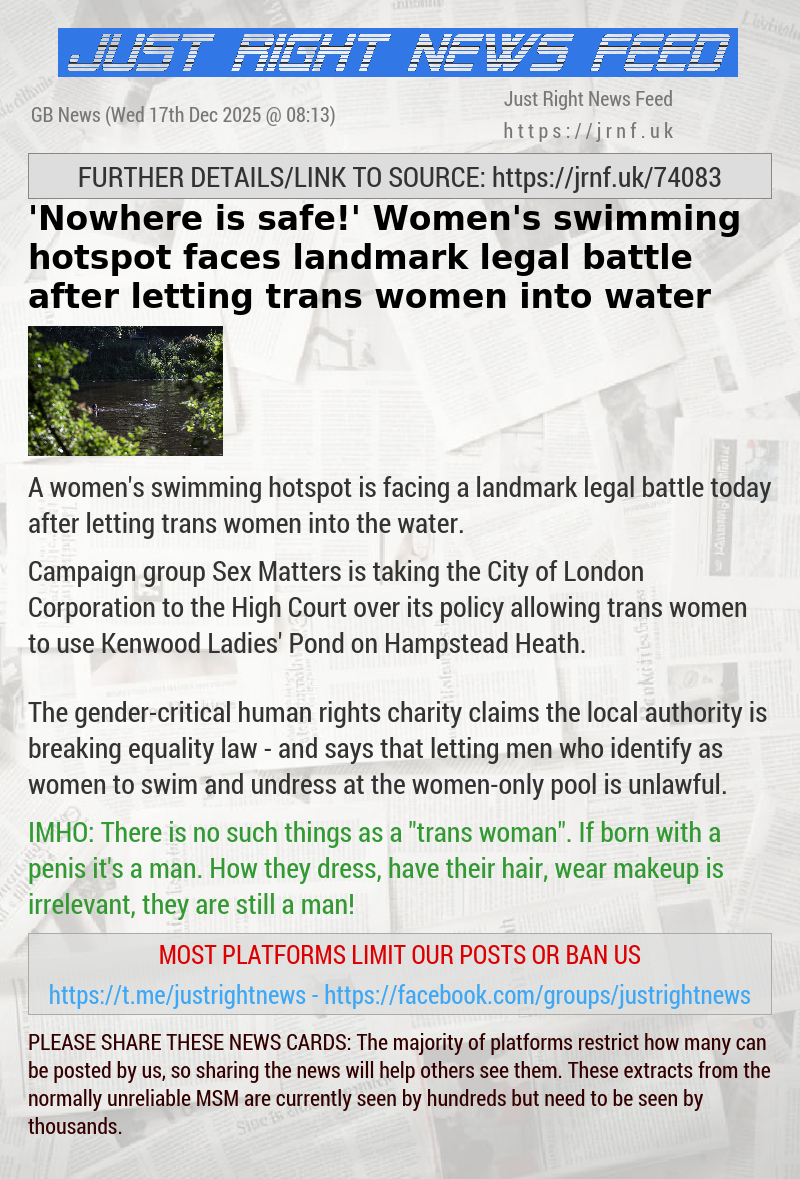 ’Nowhere is safe!’ Women’s swimming hotspot faces landmark legal battle after letting trans women into water