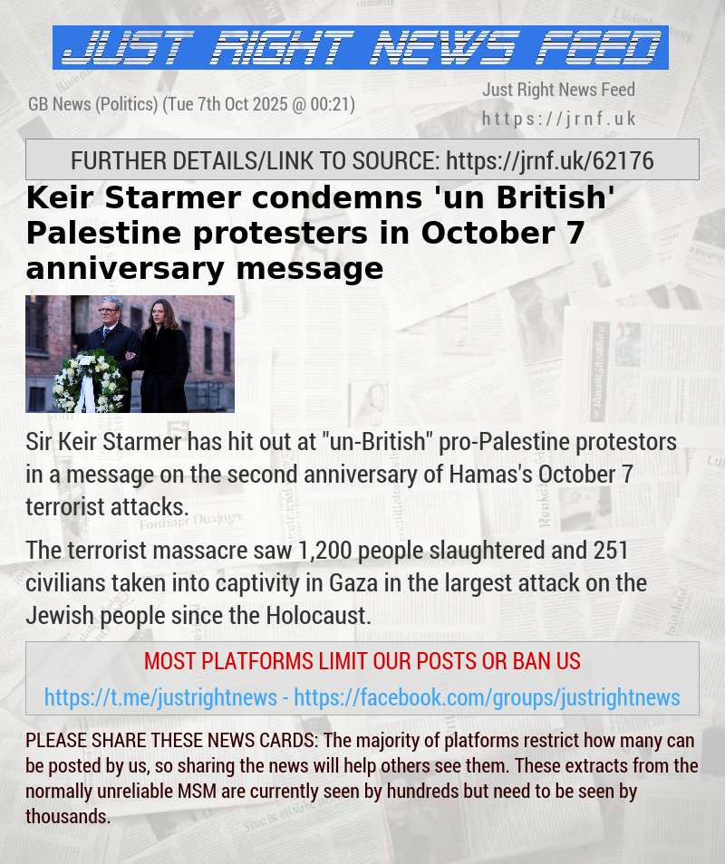 Keir Starmer condemns ’un—British’ Palestine protesters in October 7 anniversary message