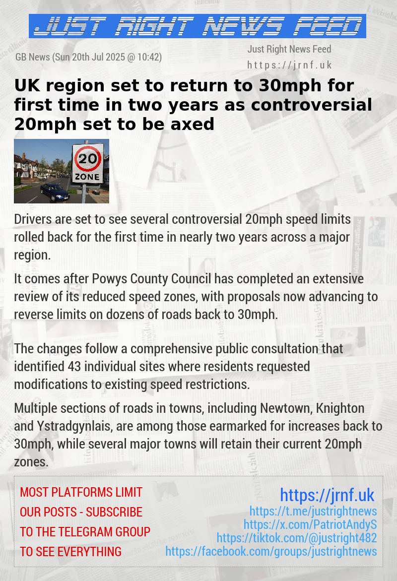 UK region set to return to 30mph for first time in two years as controversial 20mph set to be axed
