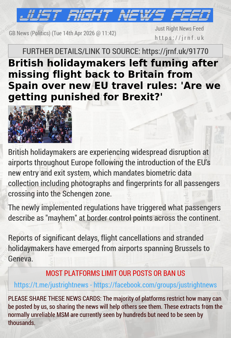 British holidaymakers left fuming after missing flight back to Britain from Spain over new EU travel rules: ’Are we getting punished for Brexit?’