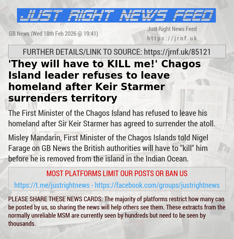 ’They will have to KILL me!’ Chagos Island leader refuses to leave homeland after Keir Starmer surrenders territory