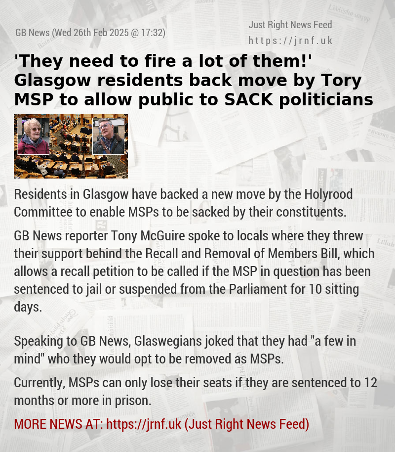 ’They need to fire a lot of them!’ Glasgow residents back move by Tory MSP to allow public to SACK politicians