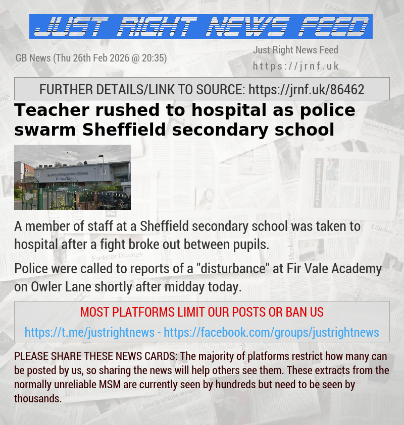 Teacher rushed to hospital as police swarm Sheffield secondary school