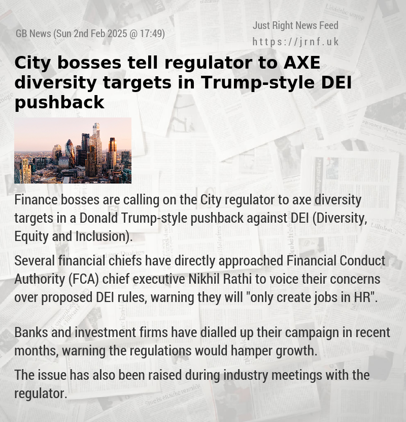 City bosses tell regulator to AXE diversity targets in Trump—style DEI pushback