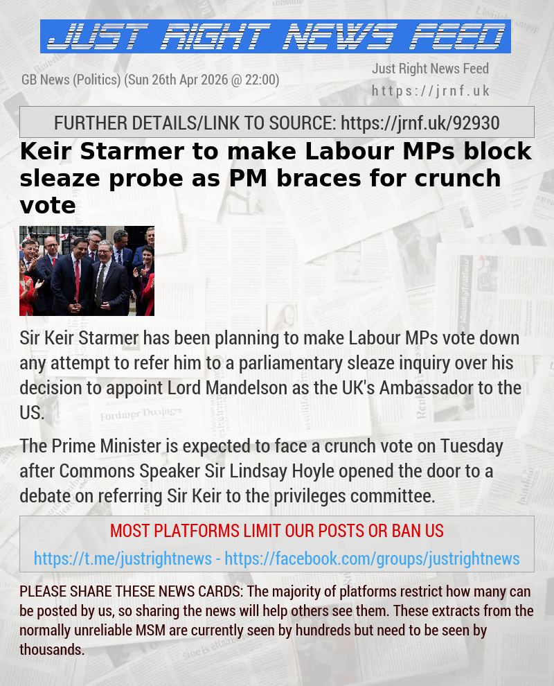 Keir Starmer to make Labour MPs block sleaze probe as PM braces for crunch vote