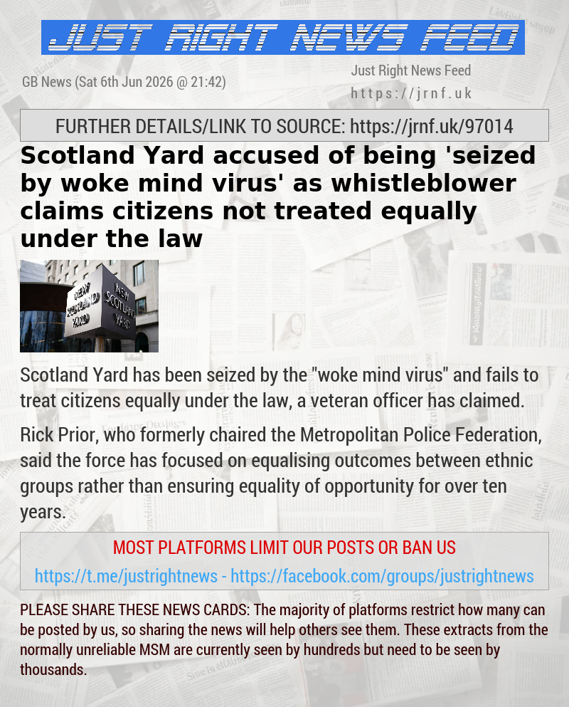 Scotland Yard accused of being ’seized by woke mind virus’ as whistleblower claims citizens not treated equally under the law