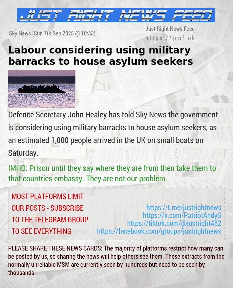 Labour considering using military barracks to house asylum seekers