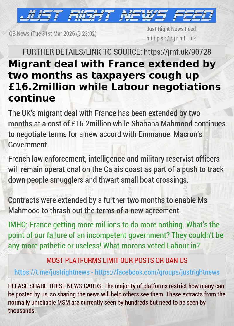 Migrant deal with France extended by two months as taxpayers cough up &pound;16.2million while Labour negotiations continue