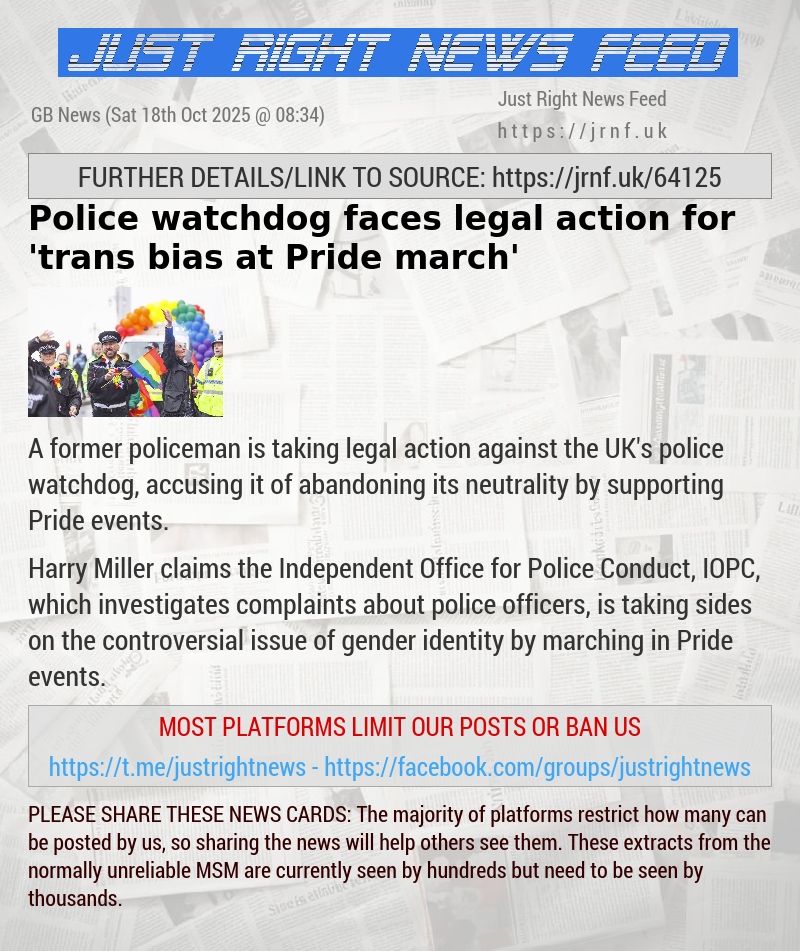 Police watchdog faces legal action for ’trans bias at Pride march’