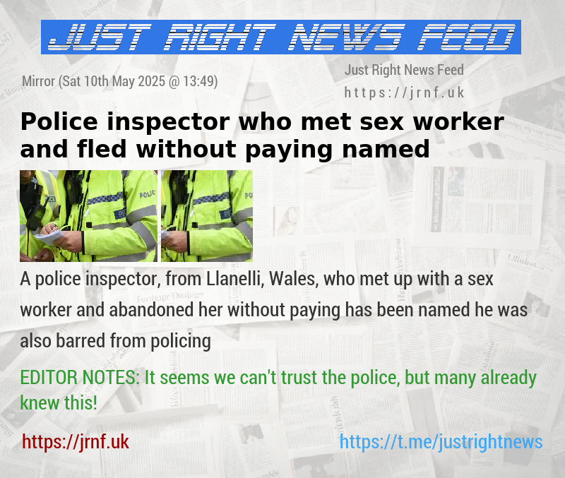 Police inspector who met sex worker and fled without paying named