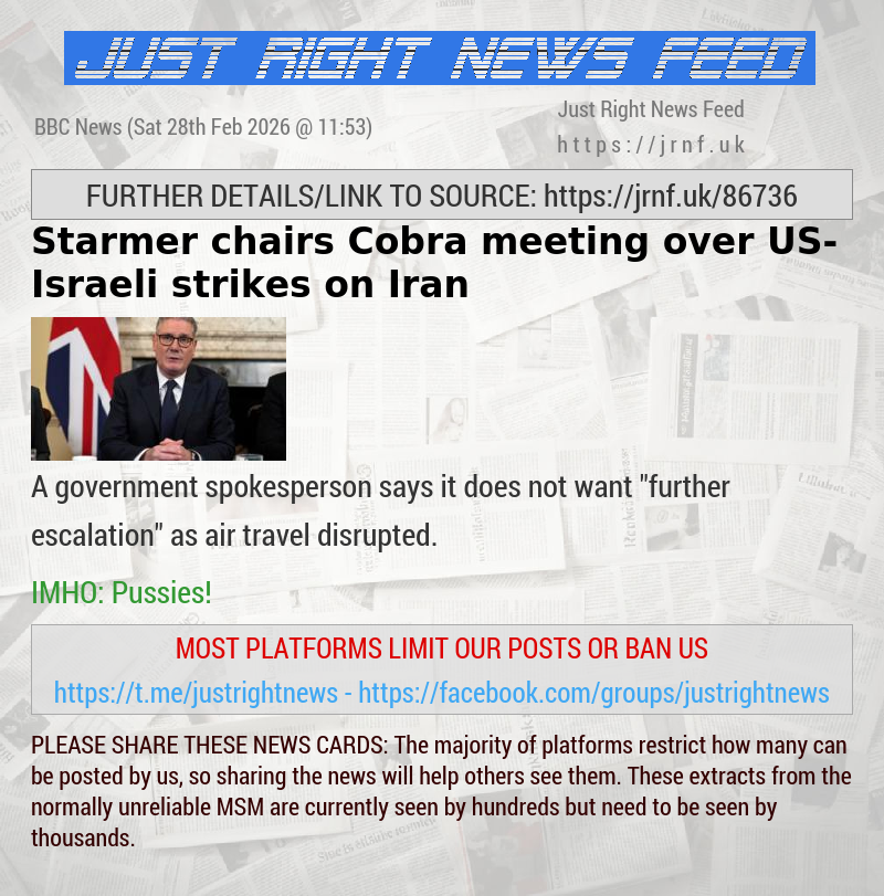 Starmer chairs Cobra meeting over US—Israeli strikes on Iran
