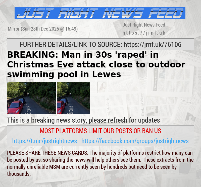 BREAKING: Man in 30s ’raped’ in Christmas Eve attack close to outdoor swimming pool in Lewes