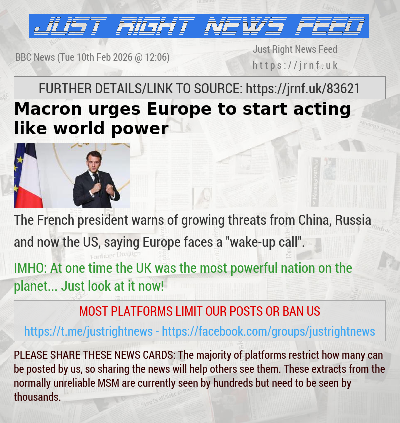 Macron urges Europe to start acting like world power