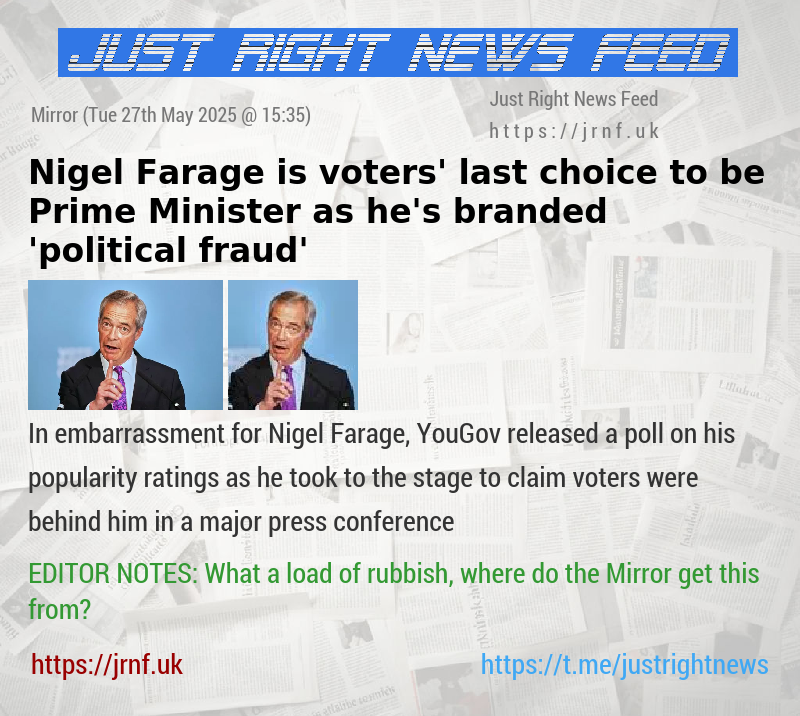 Nigel Farage is voters’ last choice to be Prime Minister — as he’s branded ’political fraud’