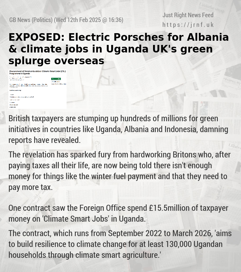 EXPOSED: Electric Porsches for Albania & climate jobs in Uganda — UK’s green splurge overseas