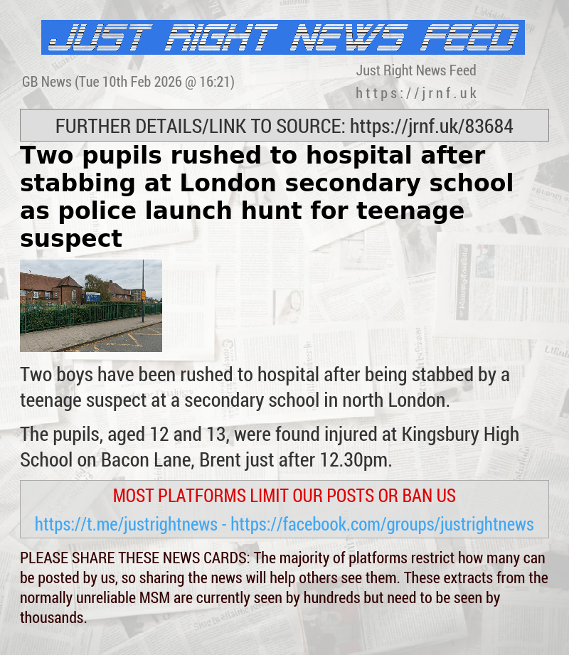 Two pupils rushed to hospital after stabbing at London secondary school as police launch hunt for teenage suspect