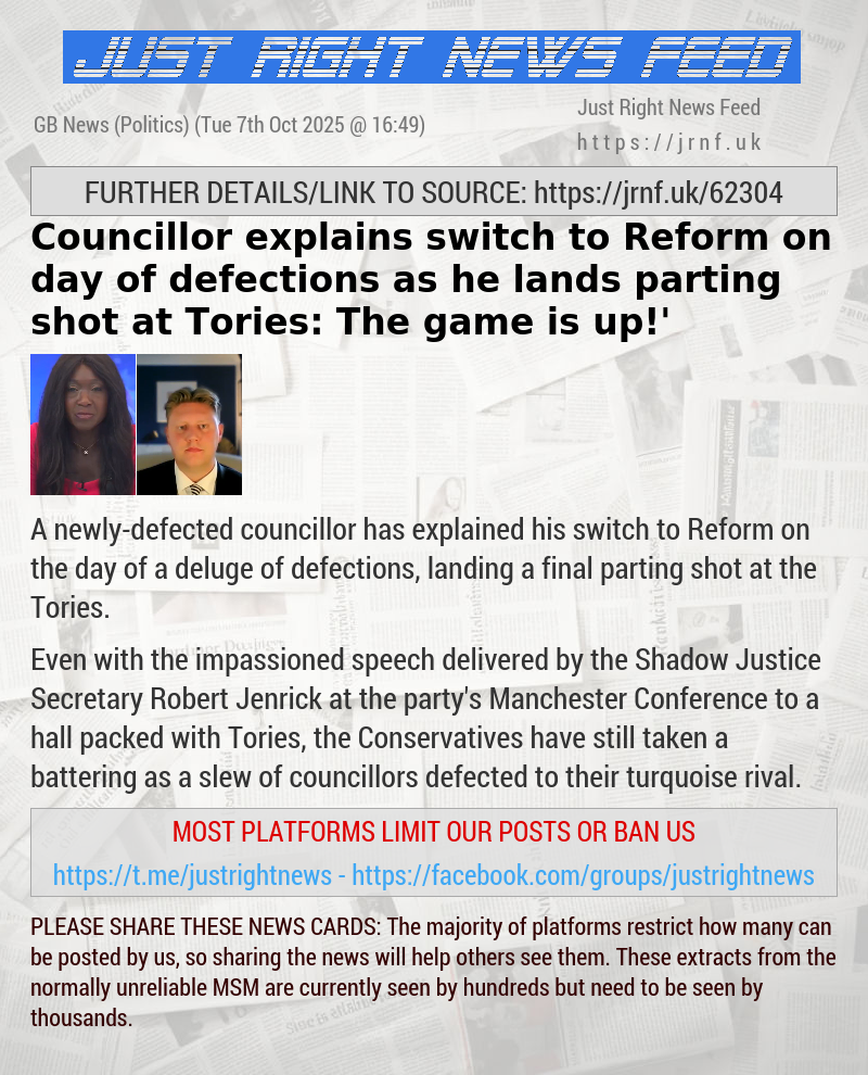 Councillor explains switch to Reform on day of defections as he lands parting shot at Tories: ‘The game is up!’