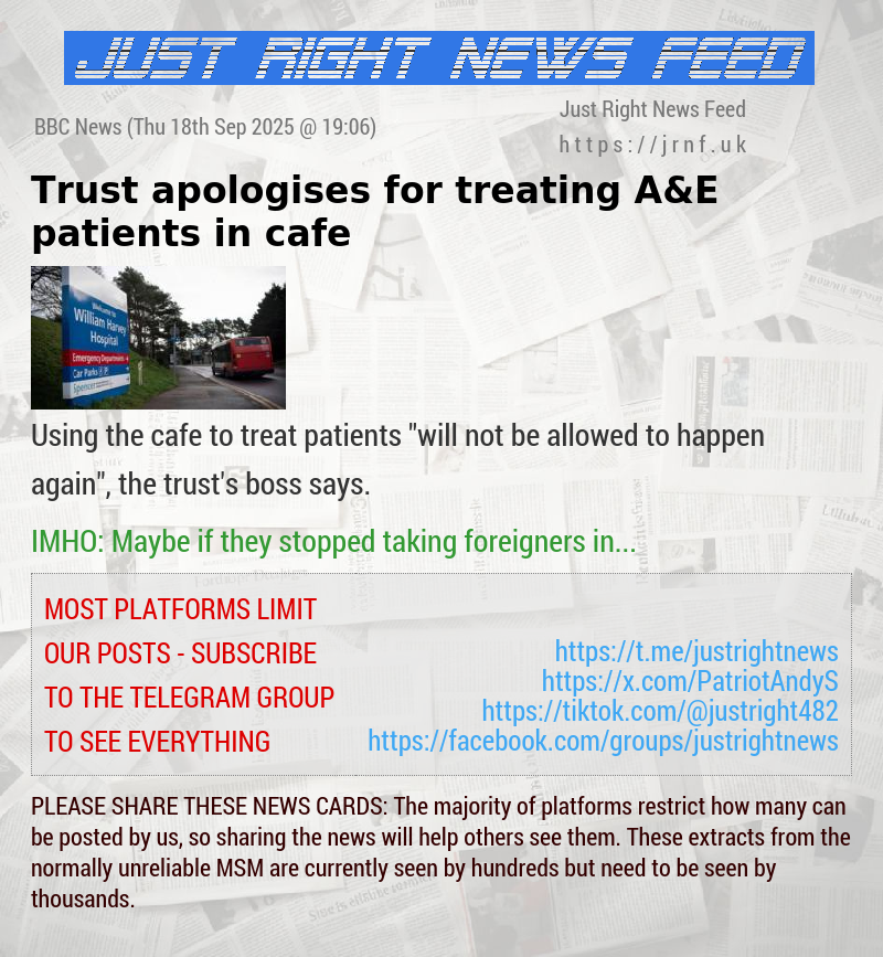 Trust apologises for treating A&E patients in cafe