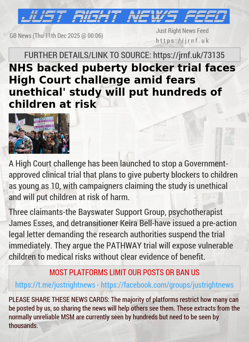 NHS—backed puberty blocker trial faces High Court challenge amid fears ‘unethical’ study will put hundreds of children at risk
