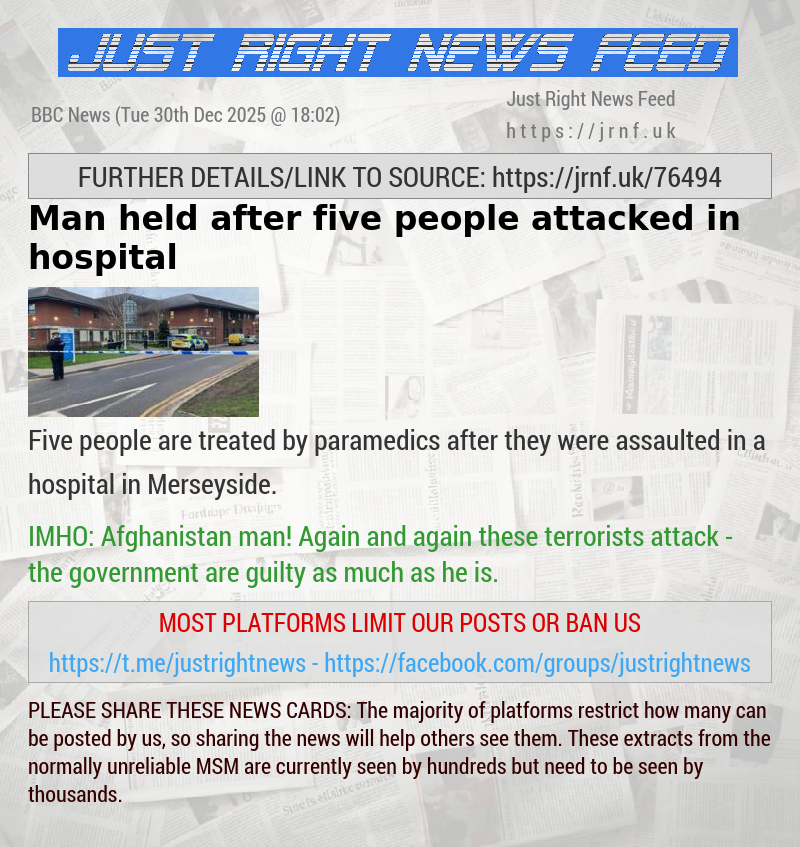 Man held after five people attacked in hospital