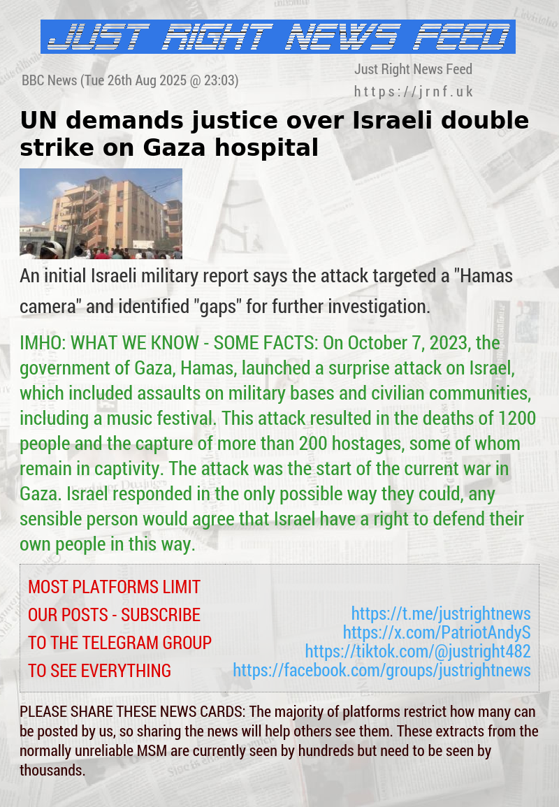 UN demands justice over Israeli double strike on Gaza hospital