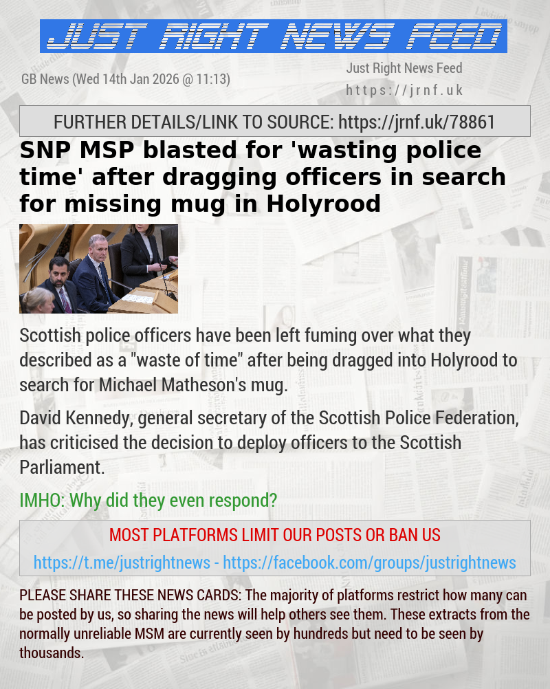 SNP MSP blasted for ’wasting police time’ after dragging officers in search for missing mug in Holyrood